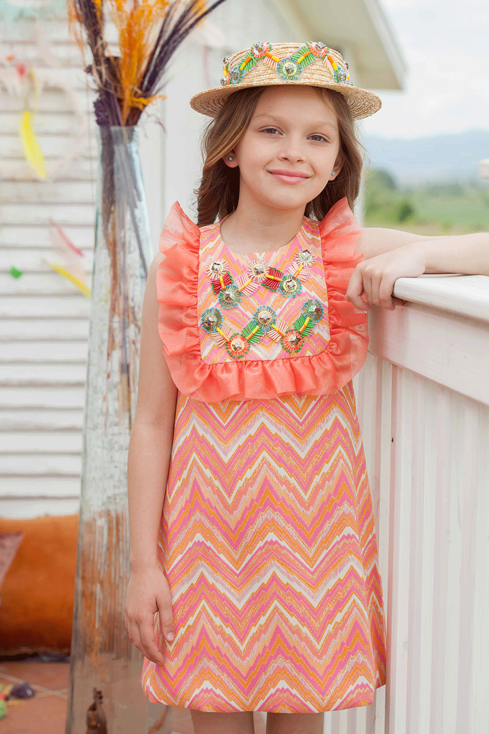 Tribal A-line dress with hand-made embellishments