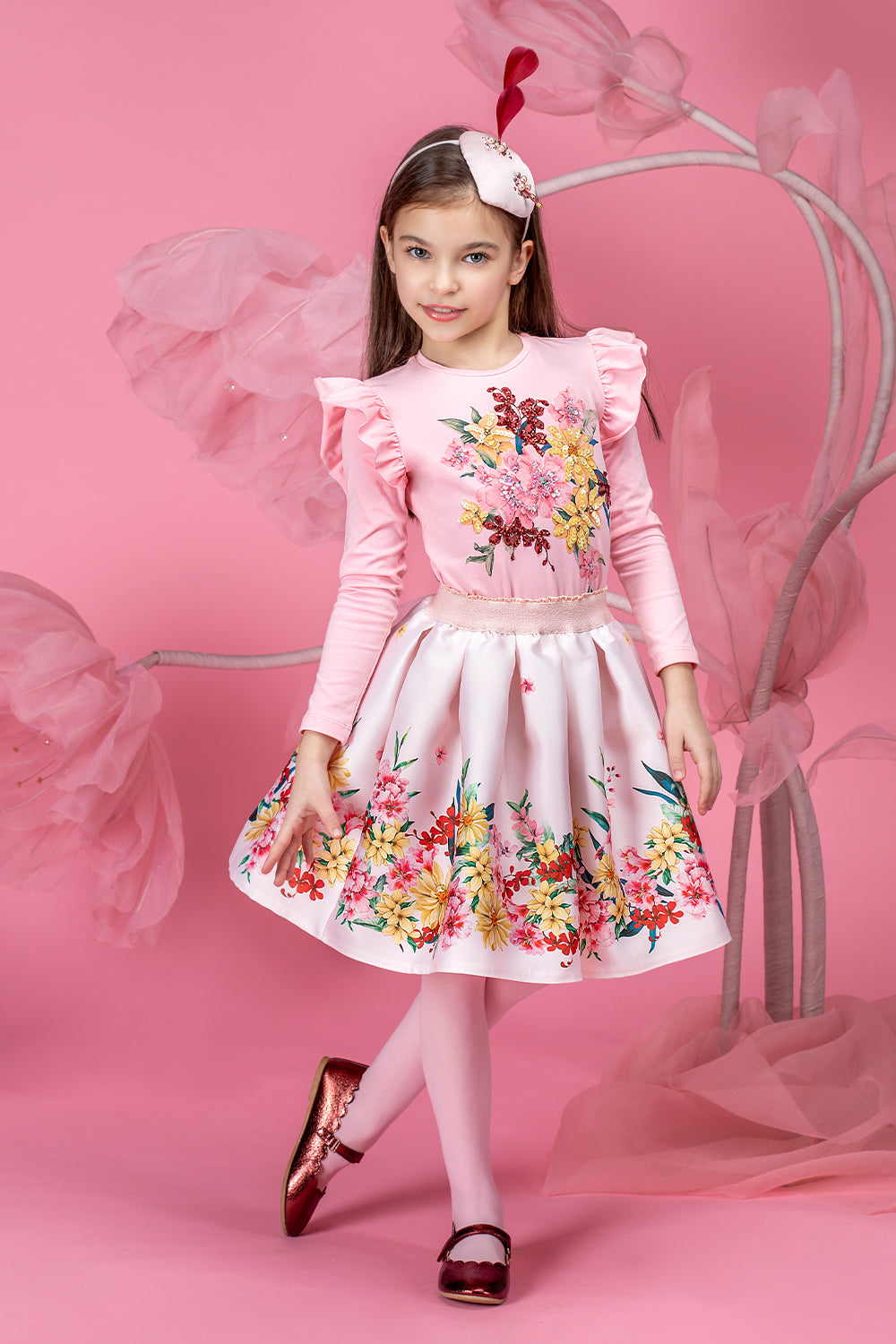 Printed floral bell skirt