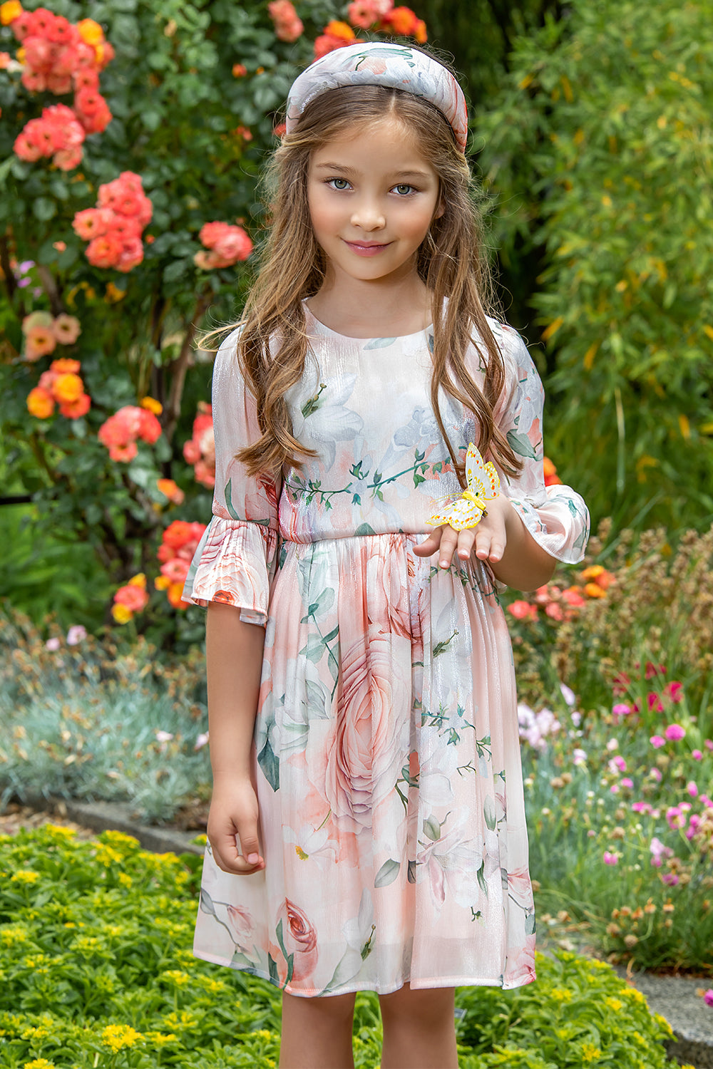 Peach shimmering ranunculus dress