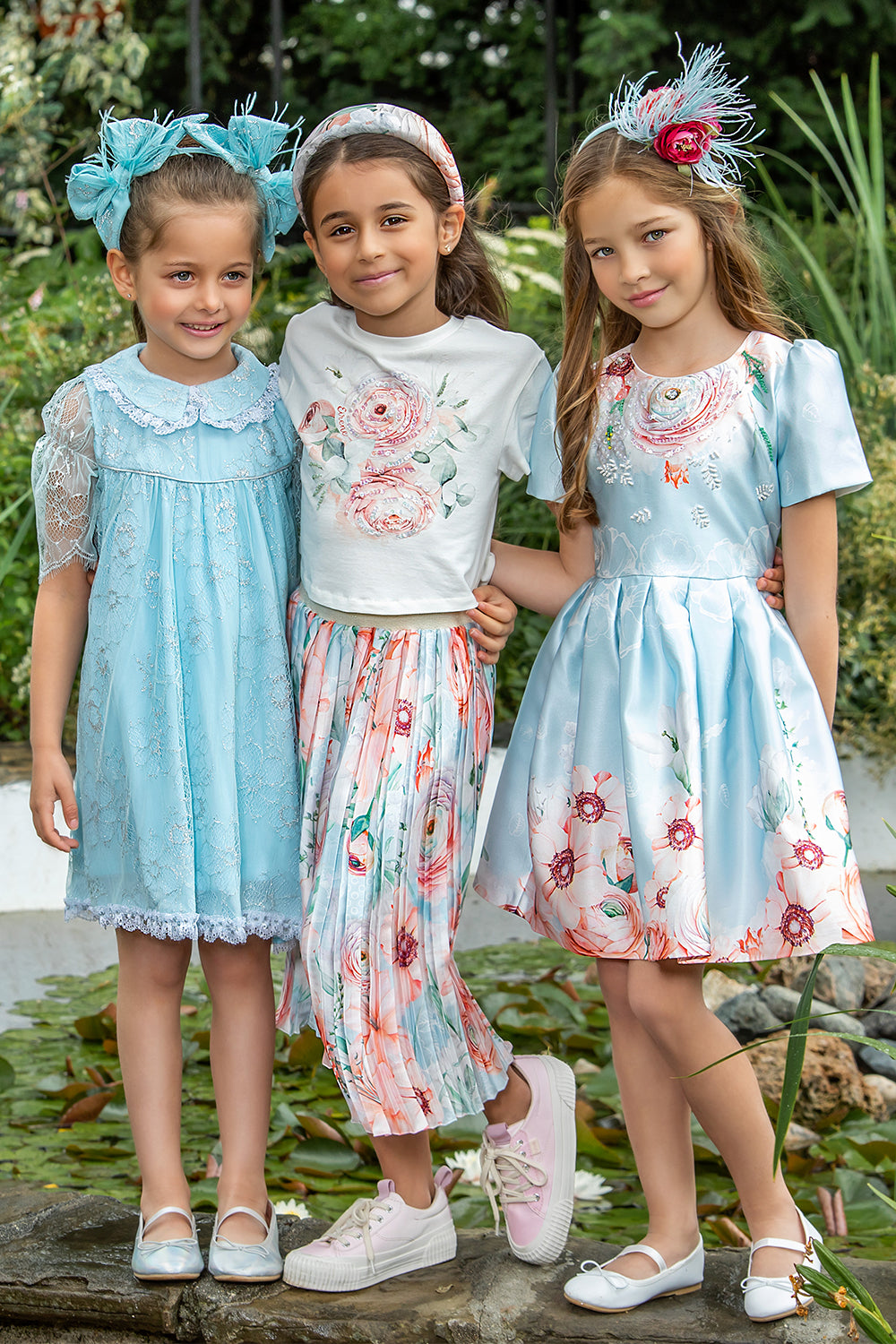 Baby blue and silver lace dress with collar