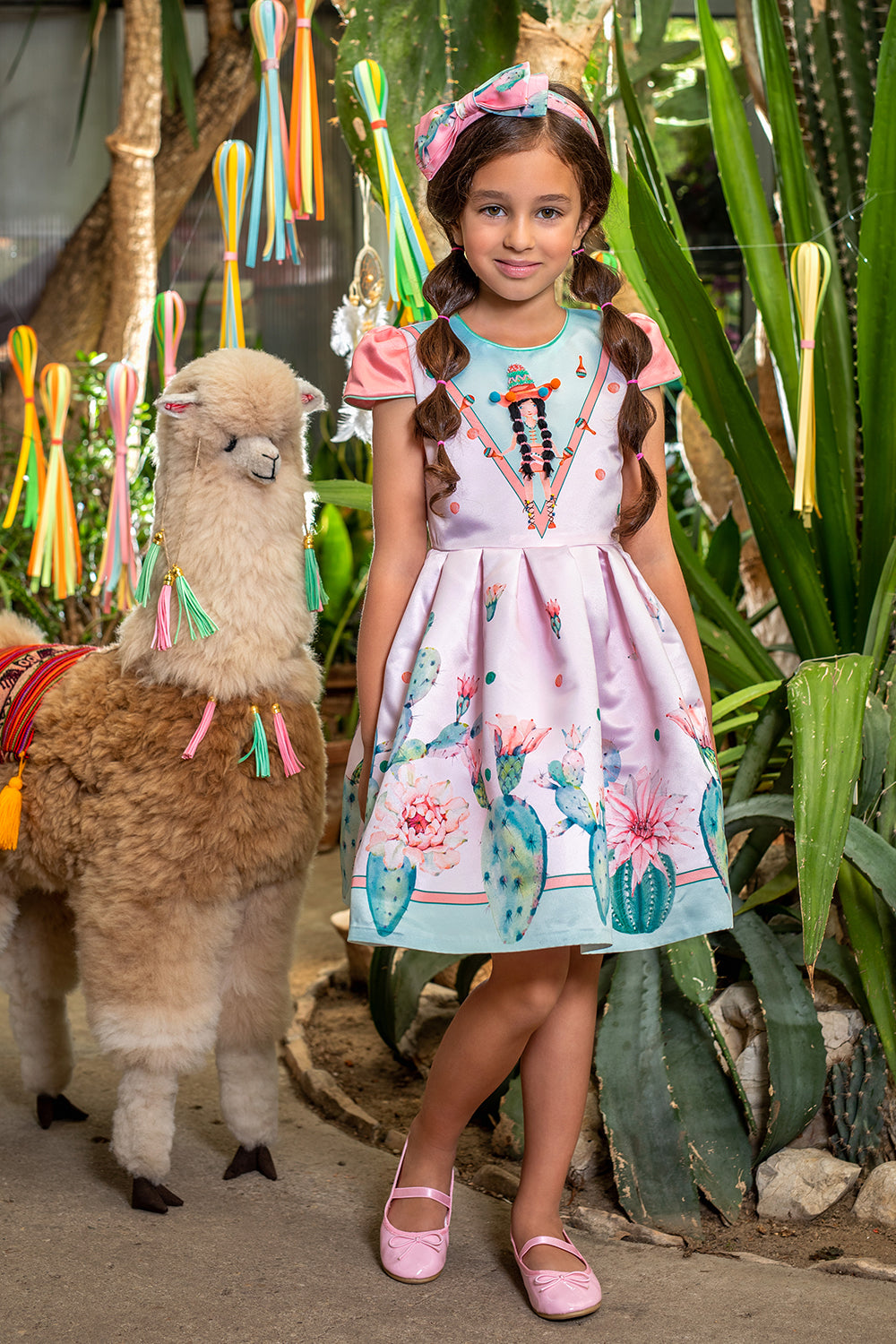 Pink and mint Mexican girl dress