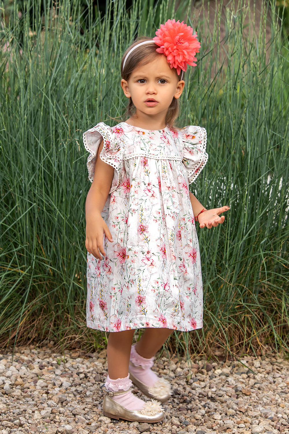 Baby cotton micro flowers dress with panties