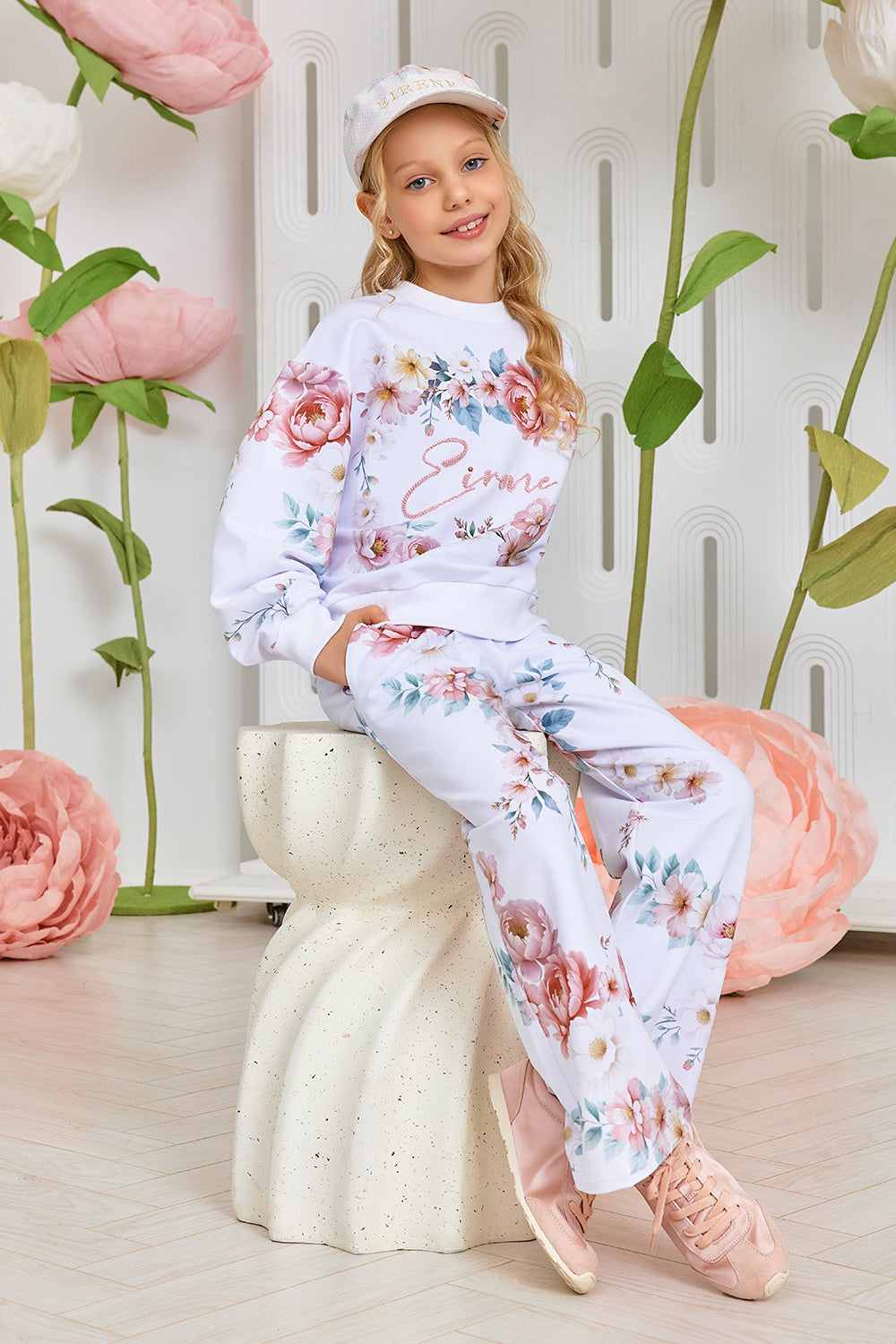 White floral logo tracksuit