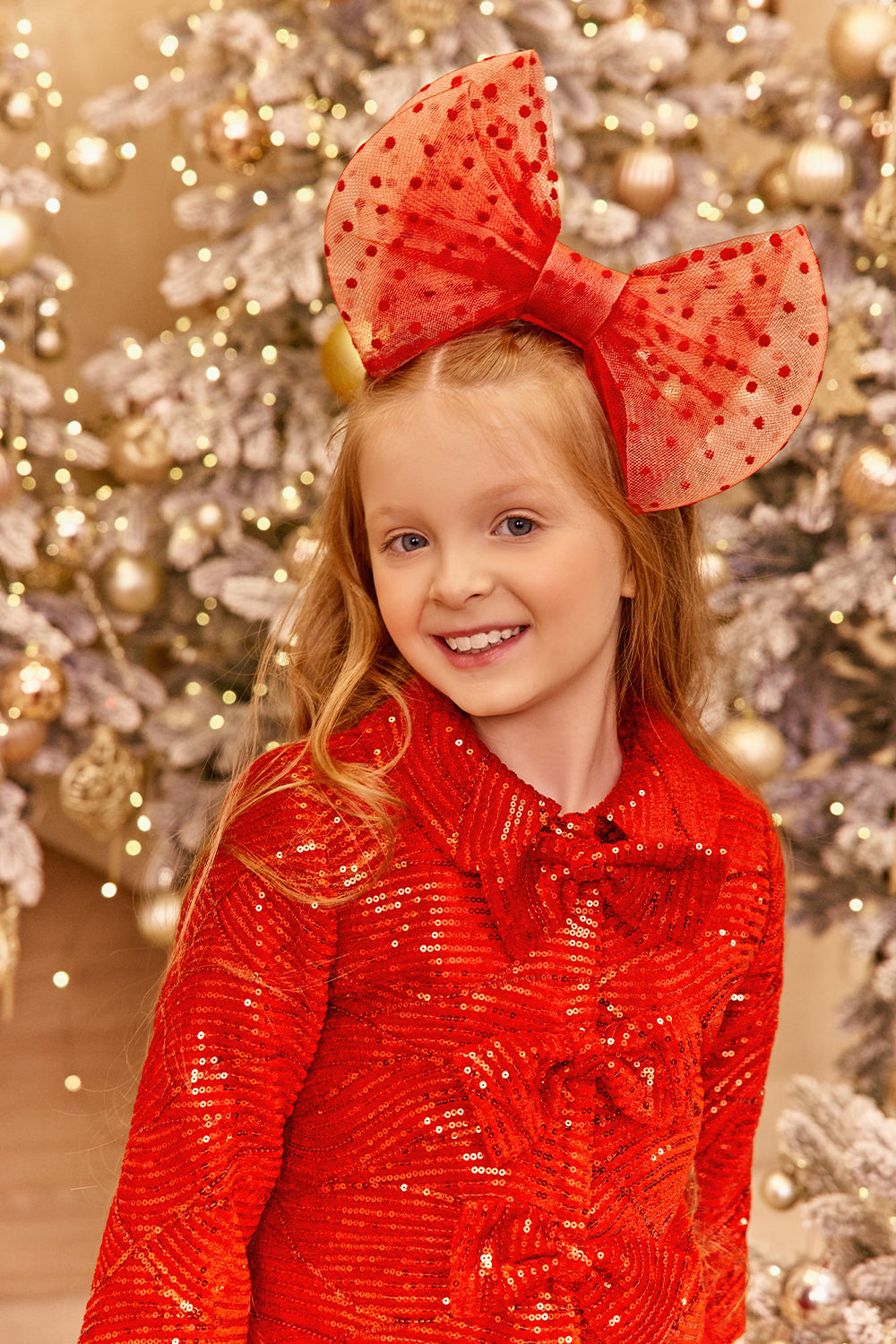 Red velvet sequin blazer with bows