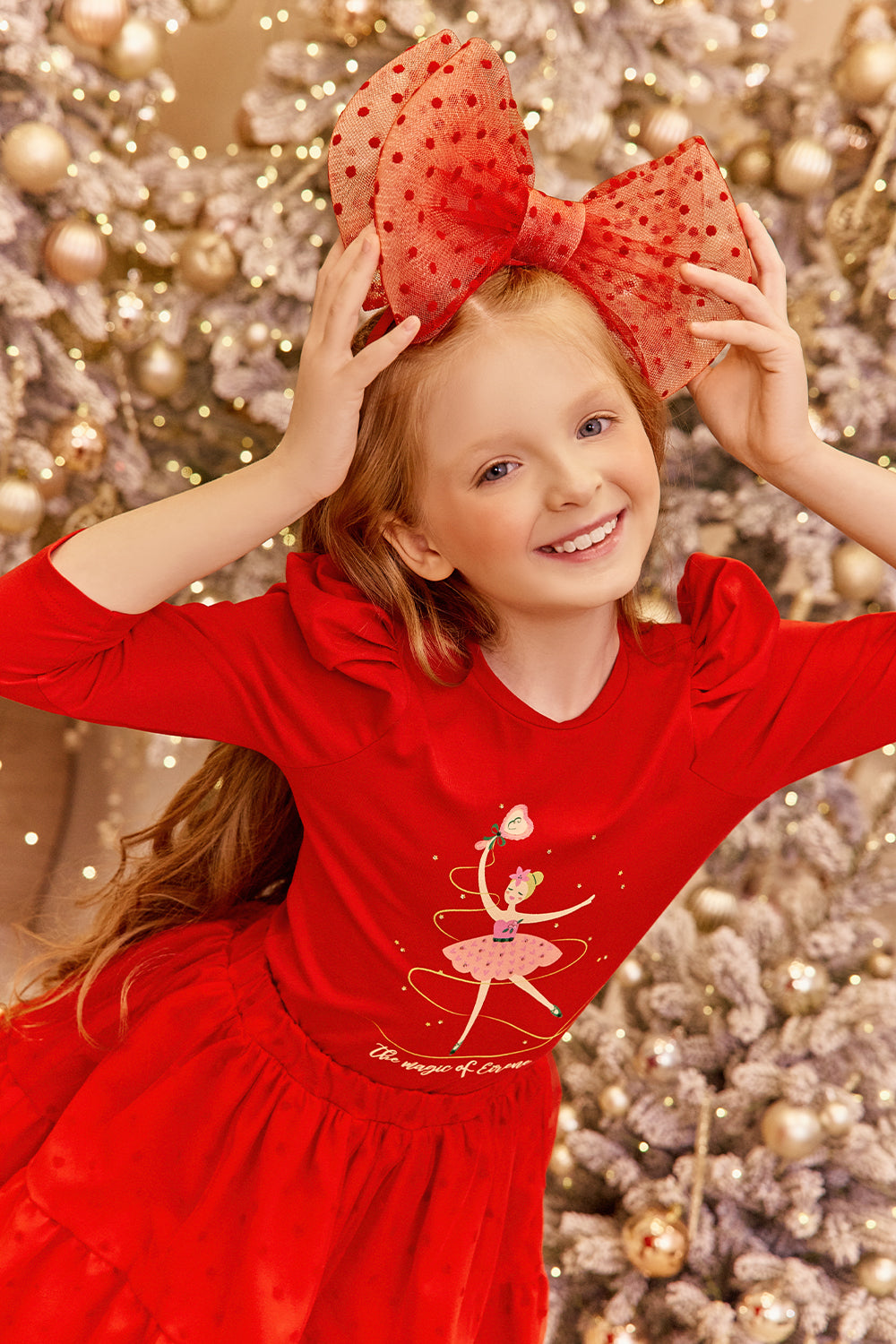 Red tulle skirt with hearts