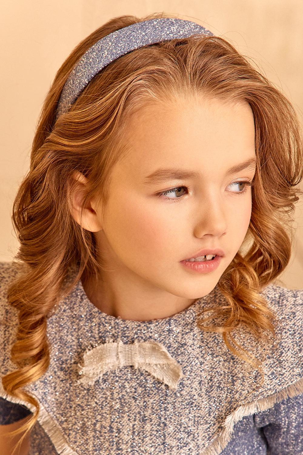 Denim and silver hairband