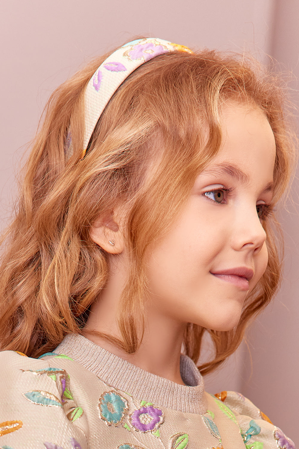 Gold floral jacquard hairband