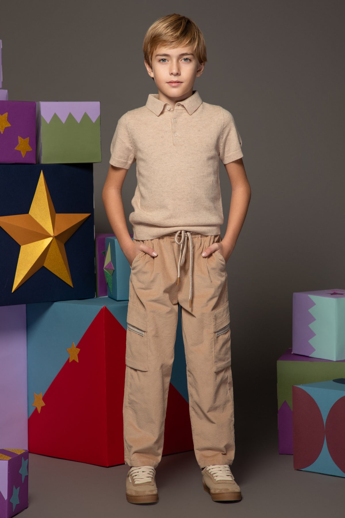 Wool and cashmere knit polo with EIRENE KNIGHTS detail