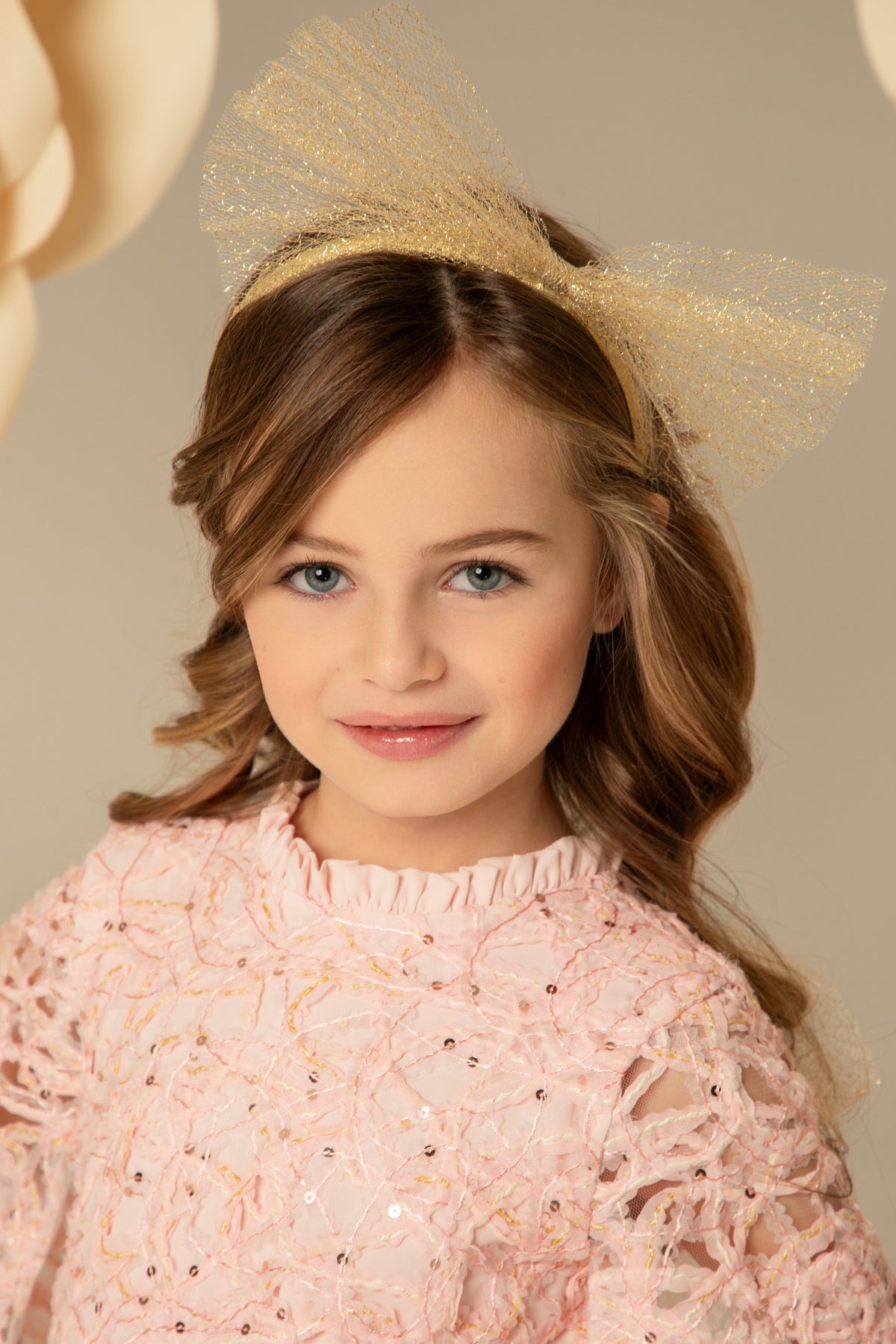 Close-up of the pink lace and sequin detail