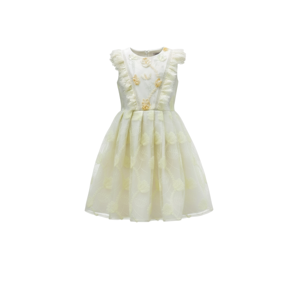 gold long tight dresses Light yellow floral lace dress with sequin hand-embellishments