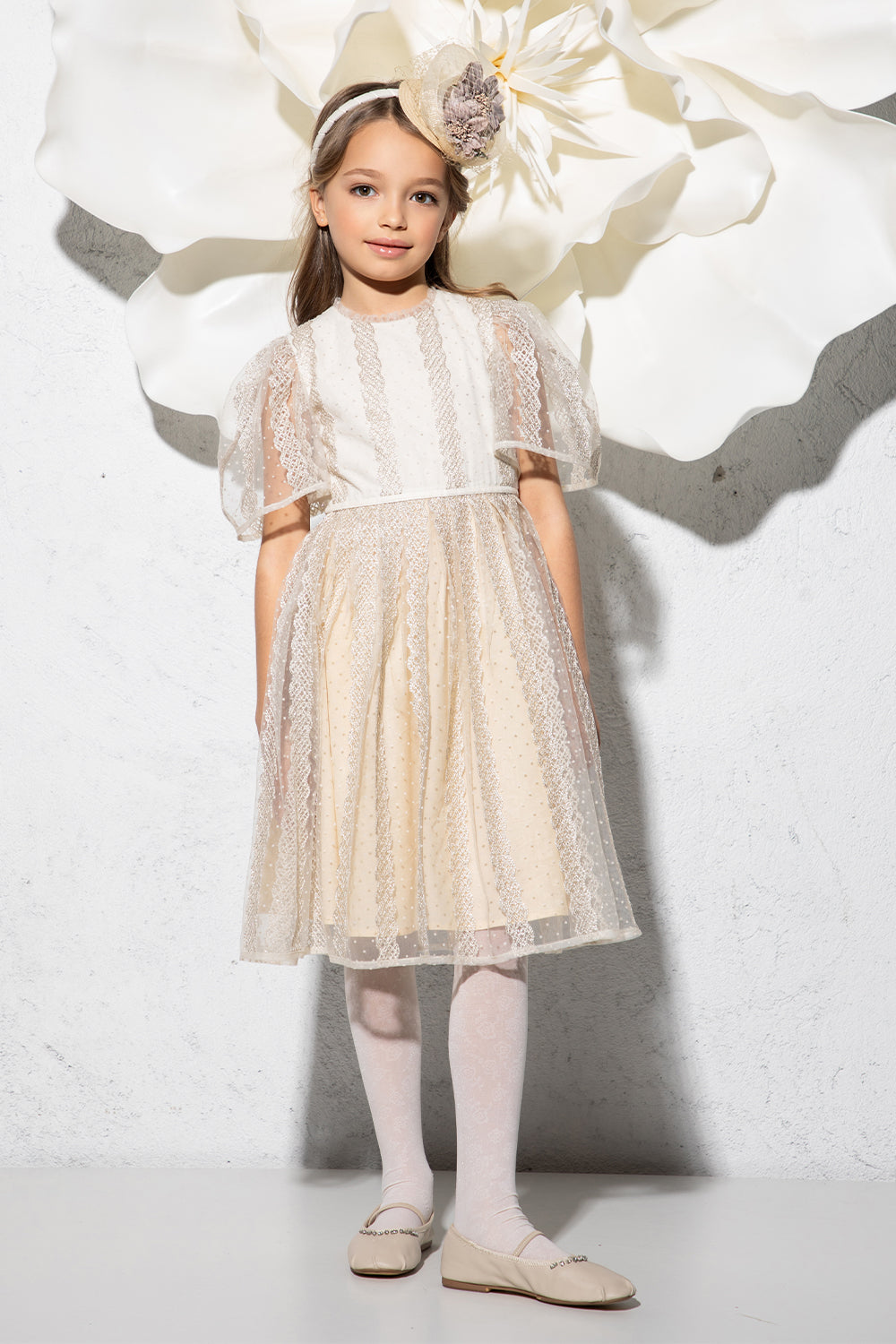 Ivory and silver lace dress