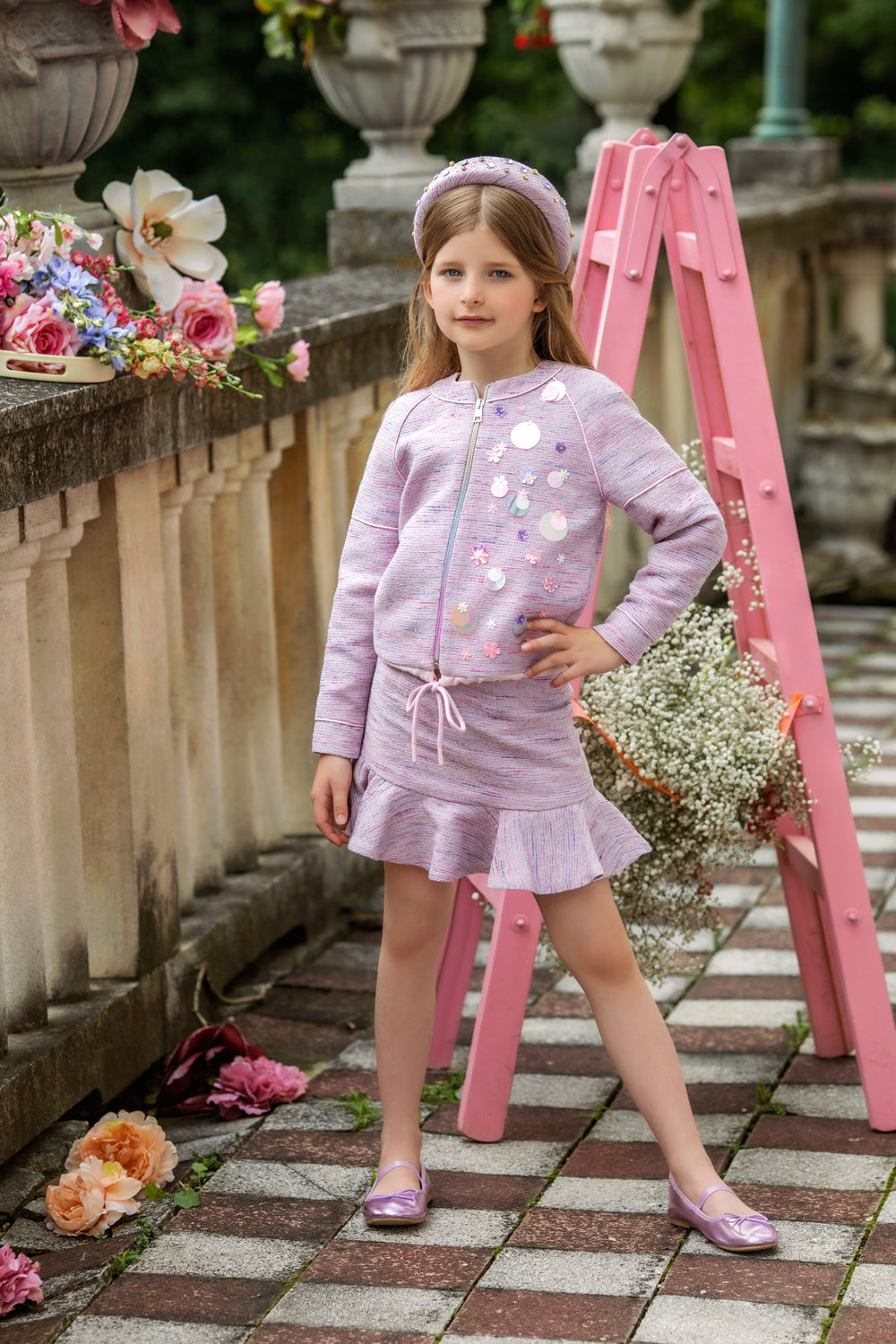 Lilac Coco summer tweed mini skirt