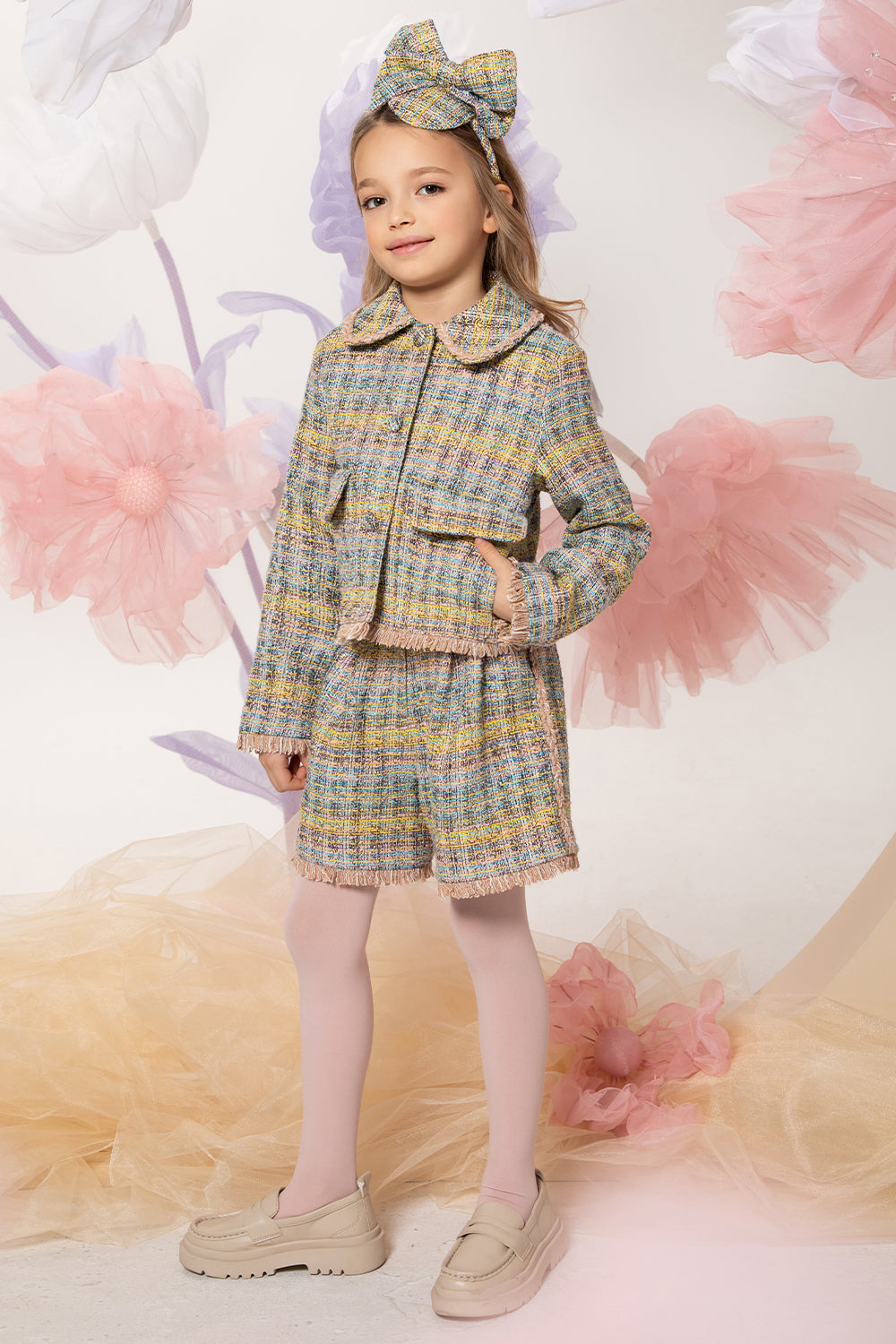 Multicolor lurex tweed shorts