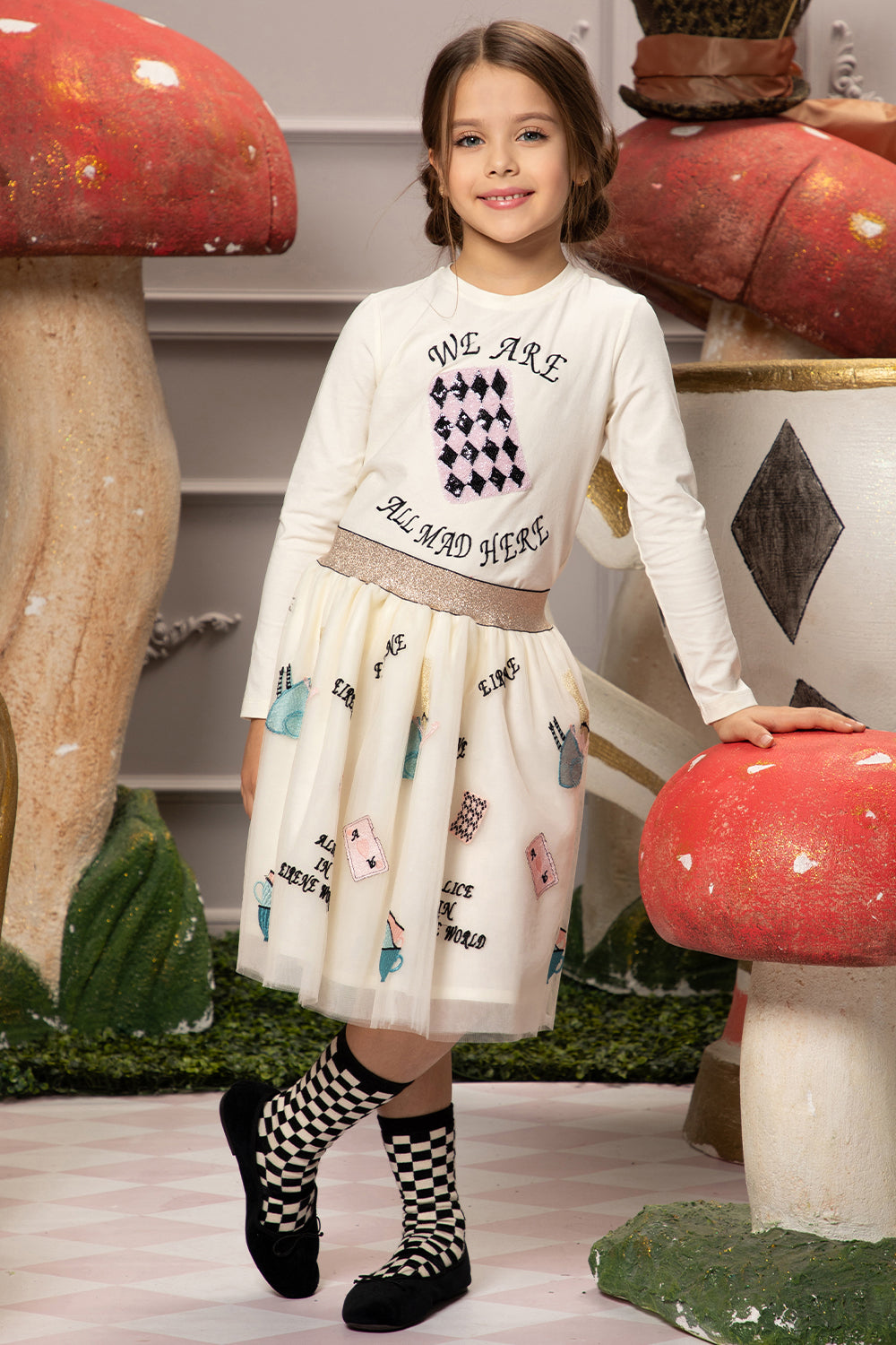 Off-white "Alice in Wonderland" tulle skirt