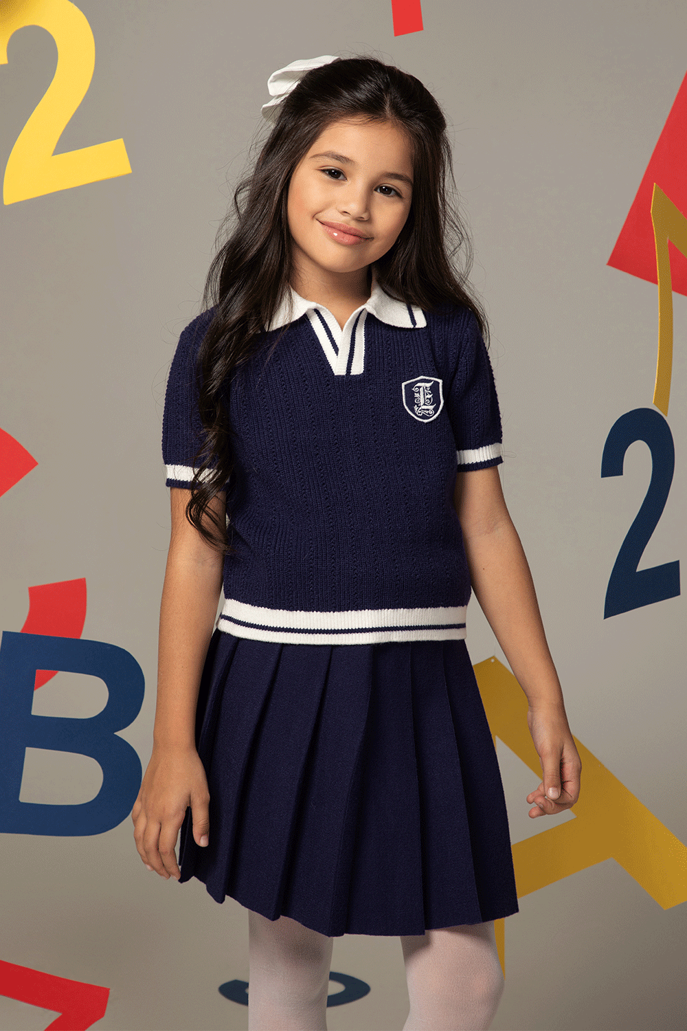 Navy pleated skirt