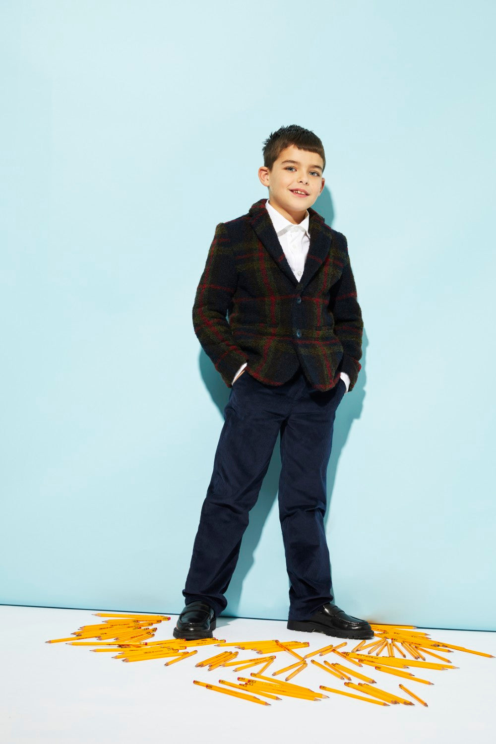 Blue corduroy trousers