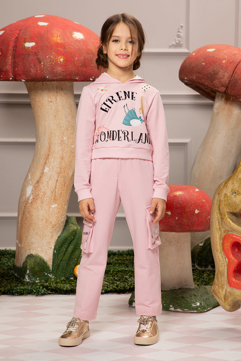 Pink "Alice in Wonderland" trackpants