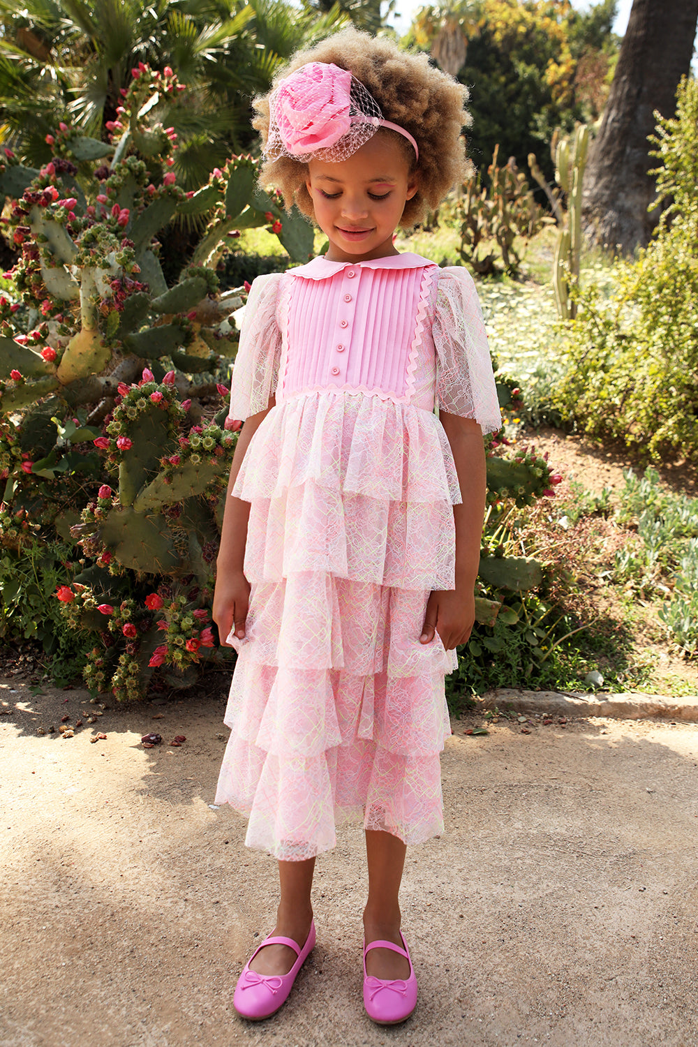 neon green and pink dress Diva Style Pink And Neon Green Two-Piece Dress with Fringe