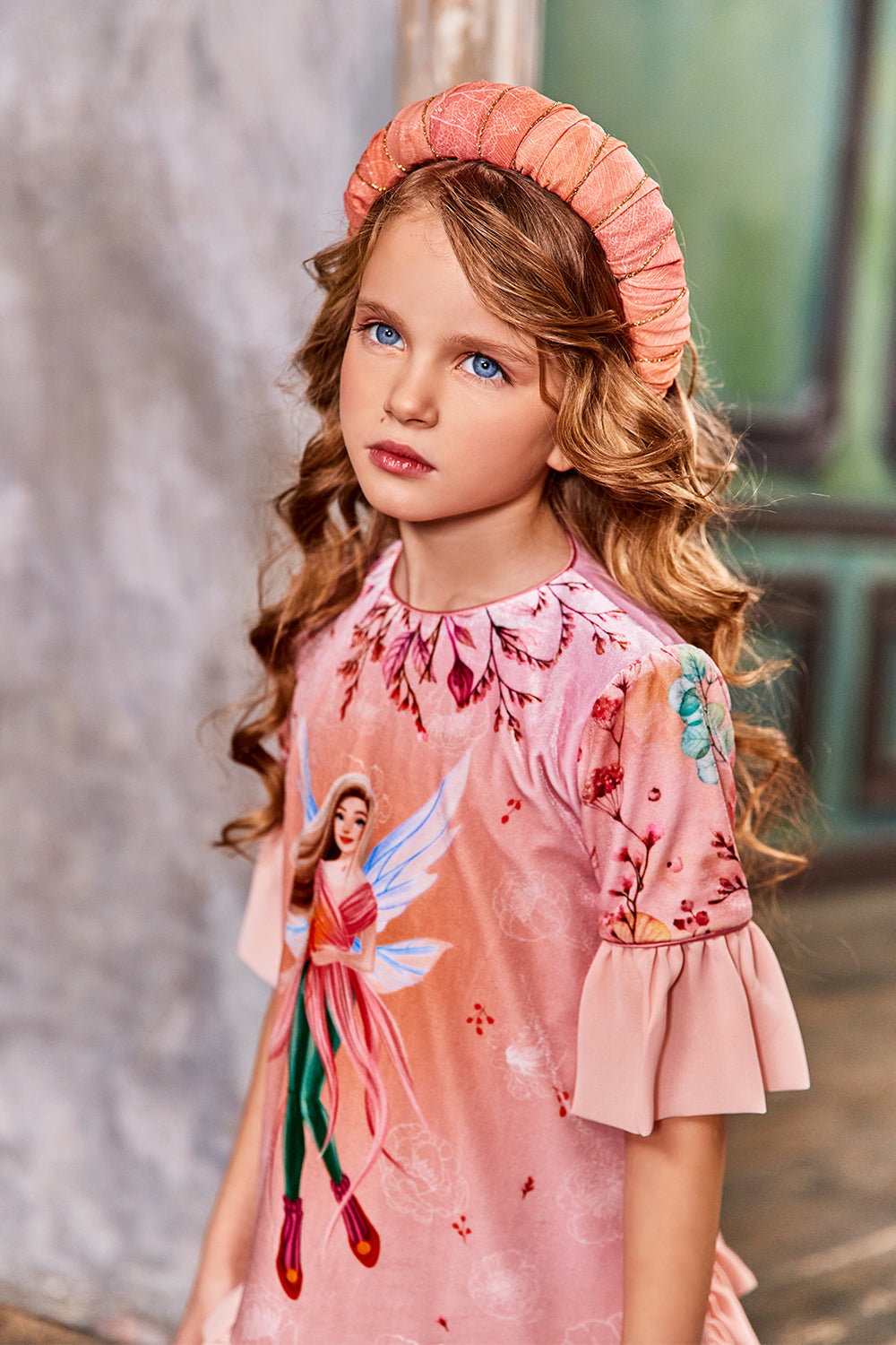 Pink autumn fairy tunic dress with frills