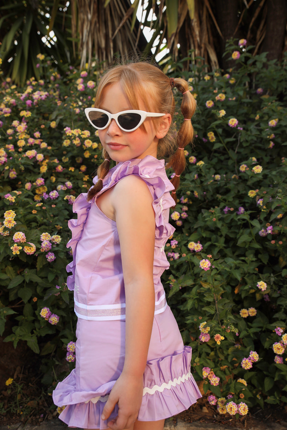 Purple cotton frilled EIRENE top