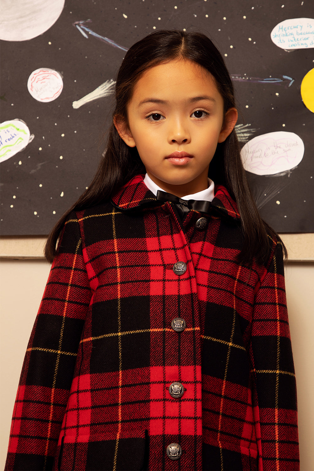 Red and black wool coat