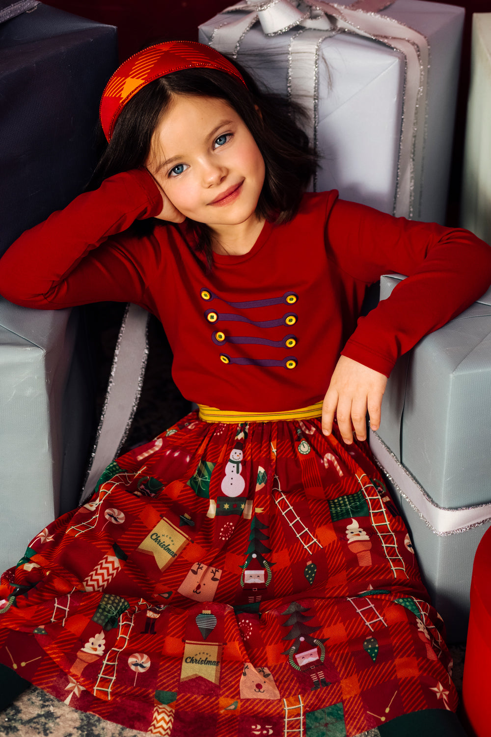 Red uniform detail cotton t-shirt