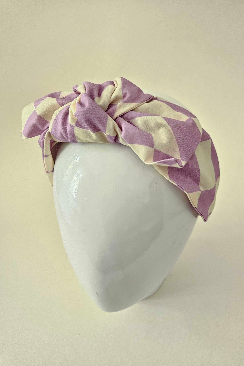 Checkered purple and off-white headband