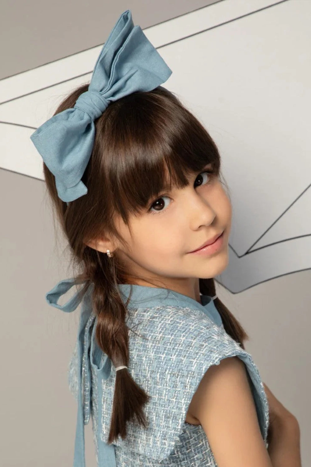 Light blue oversized bow hairband