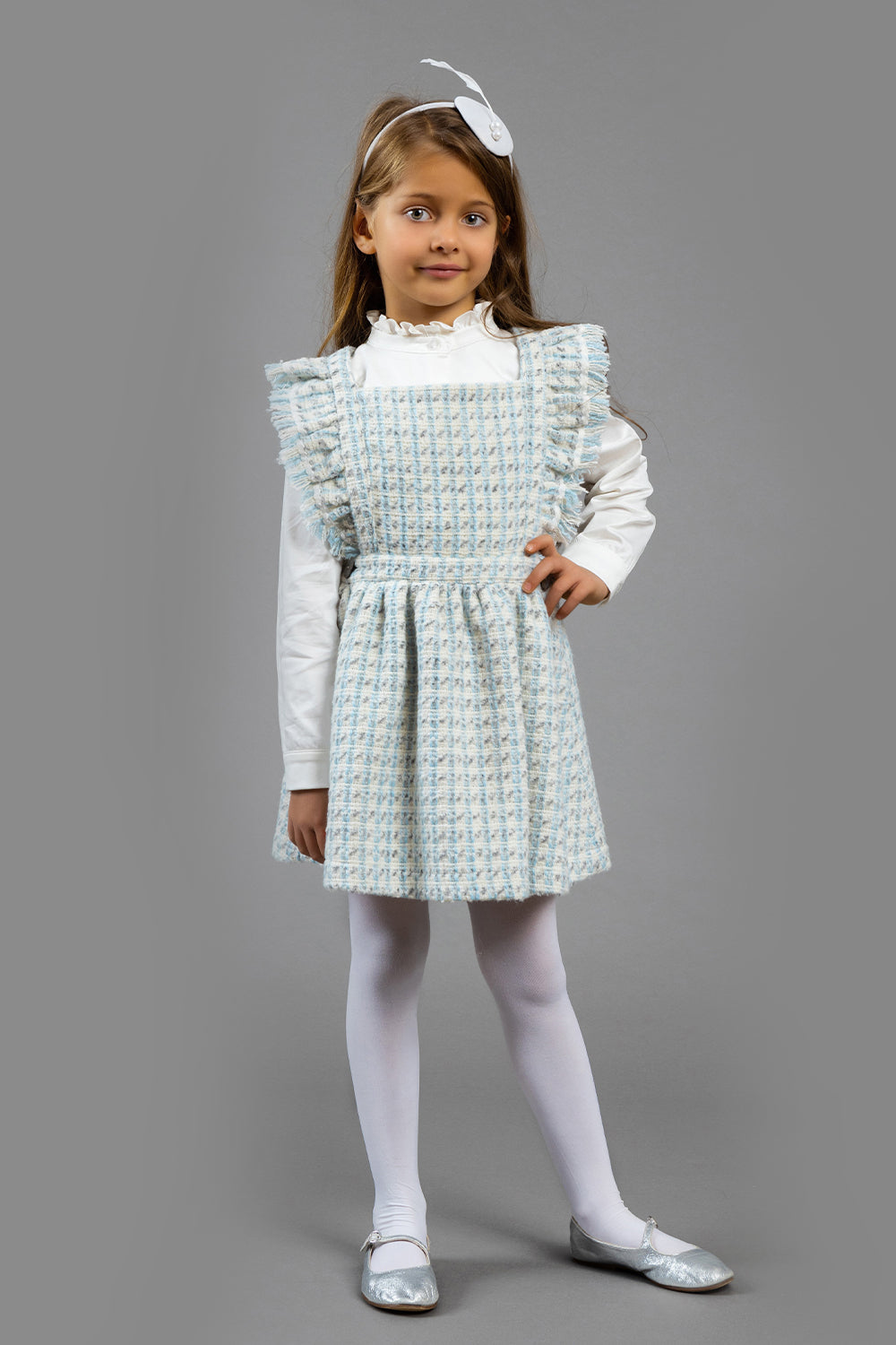 Tweed wool blend pinafore dress