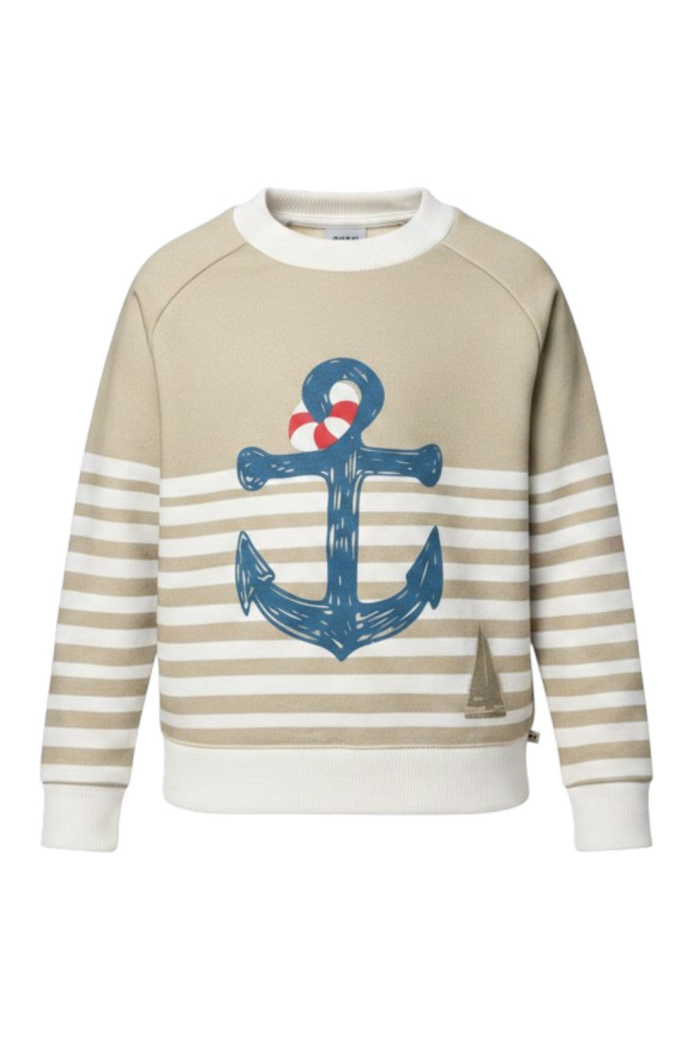 Striped cotton sweatshirt with a navy anchor print