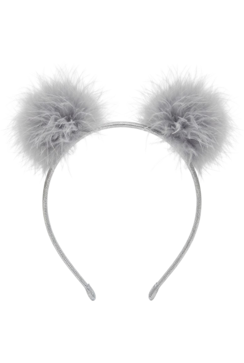 Gray fury kitty ears hairband - product view