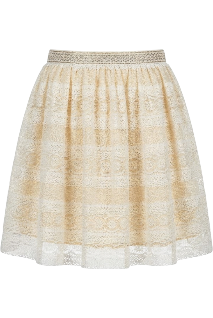Ecru lace skirt with an elastic waistband - product view