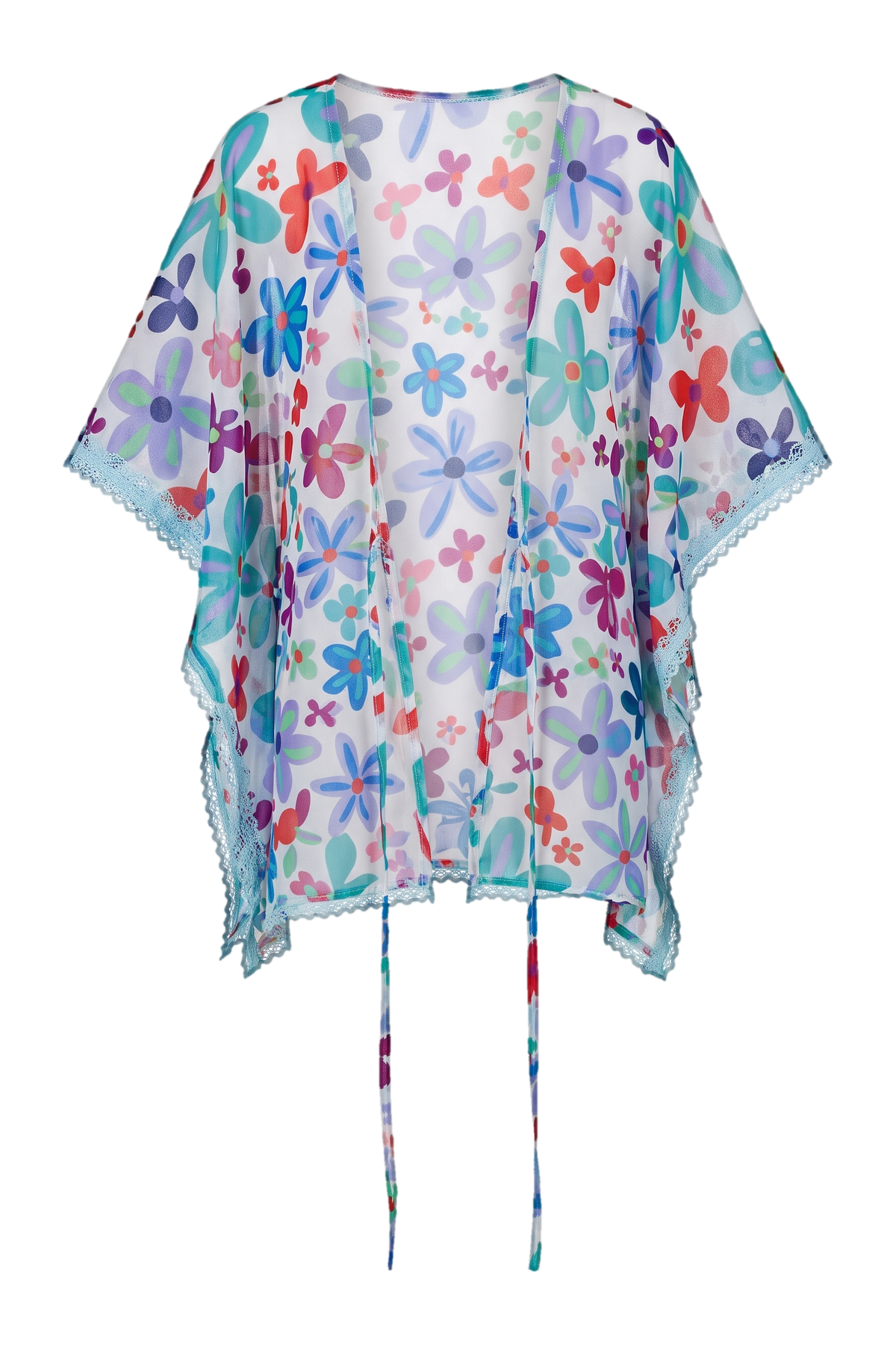 Blue floral chiffon tunic - product view