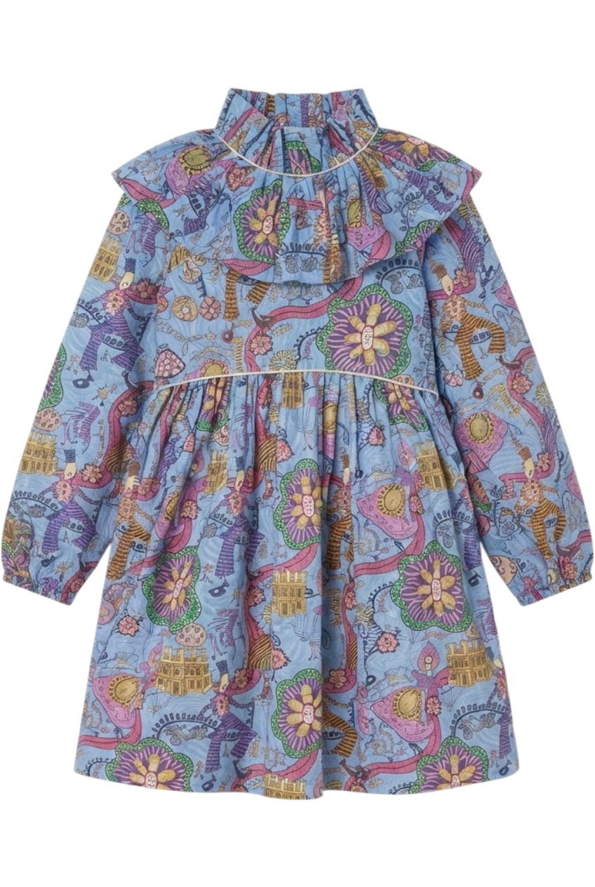 Liberty London funny creatures cotton blue dress - product view