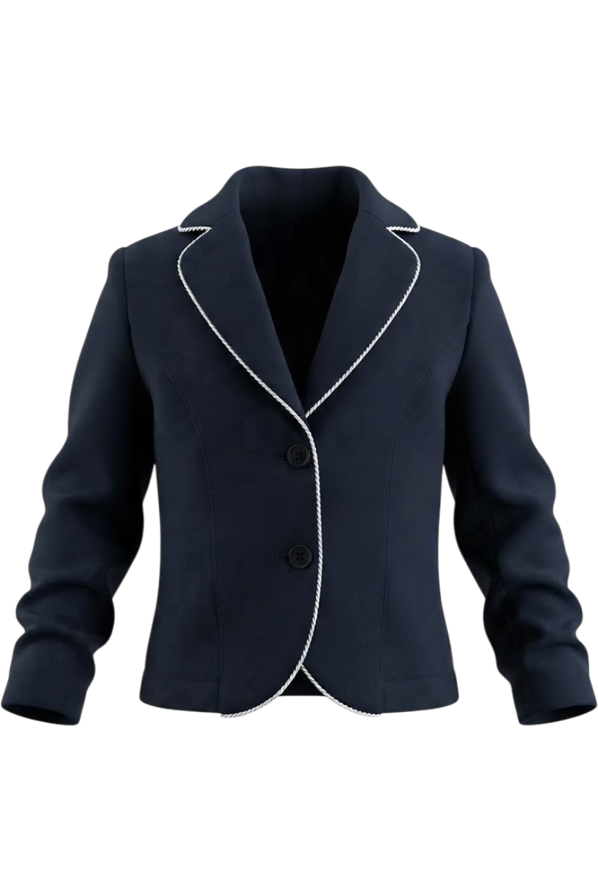 Navy blue blazer with white piping - product view