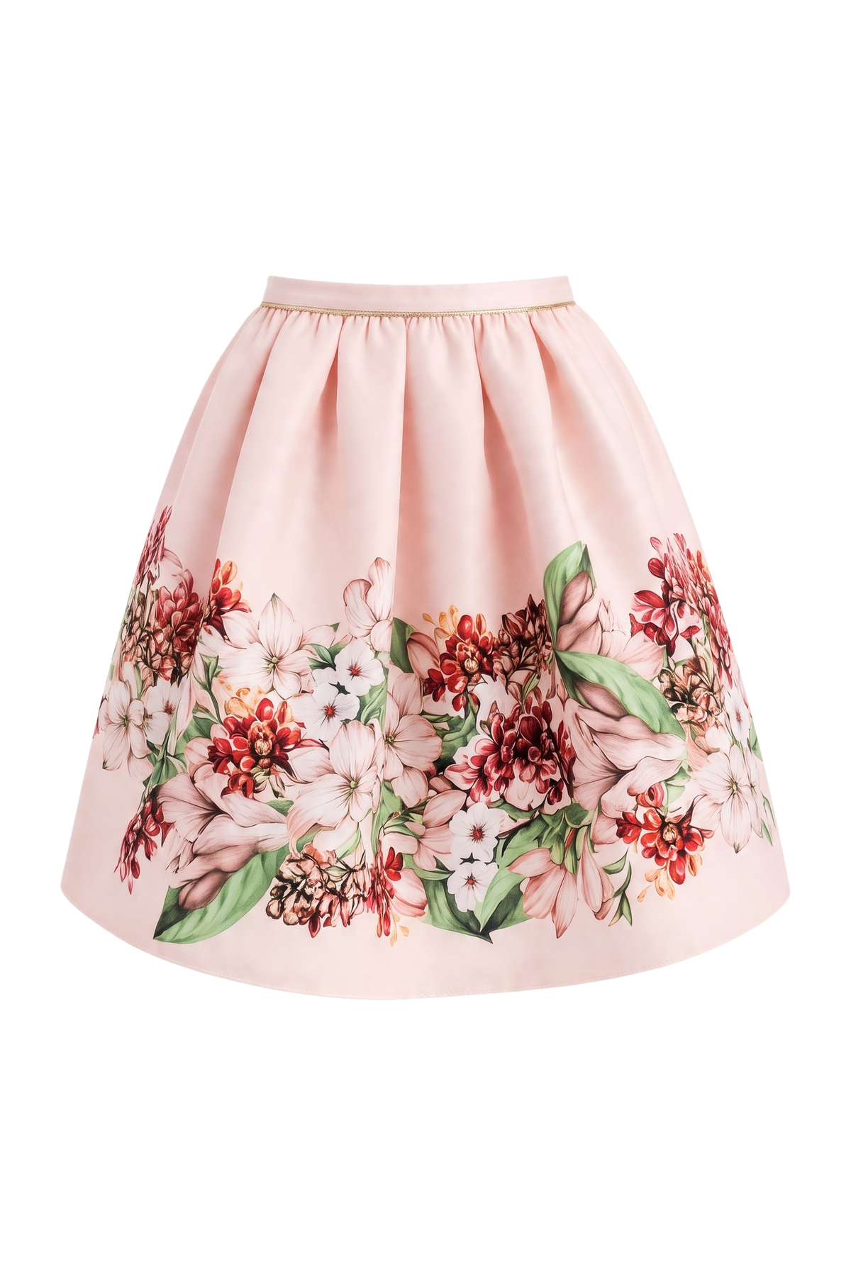 Ecru skirt with magnolia flower print - product view