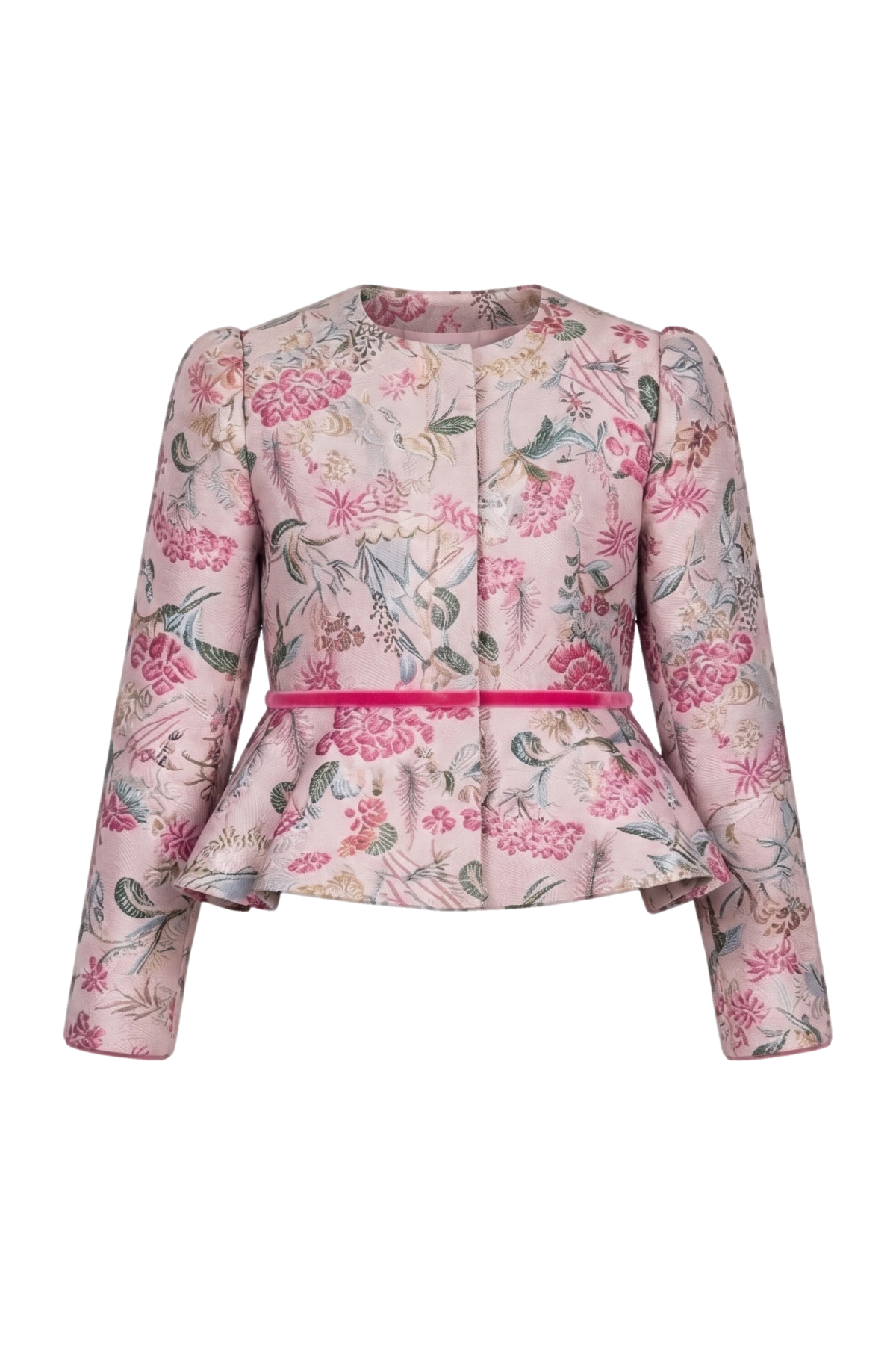 Pink floral jacquard blazer - product view
