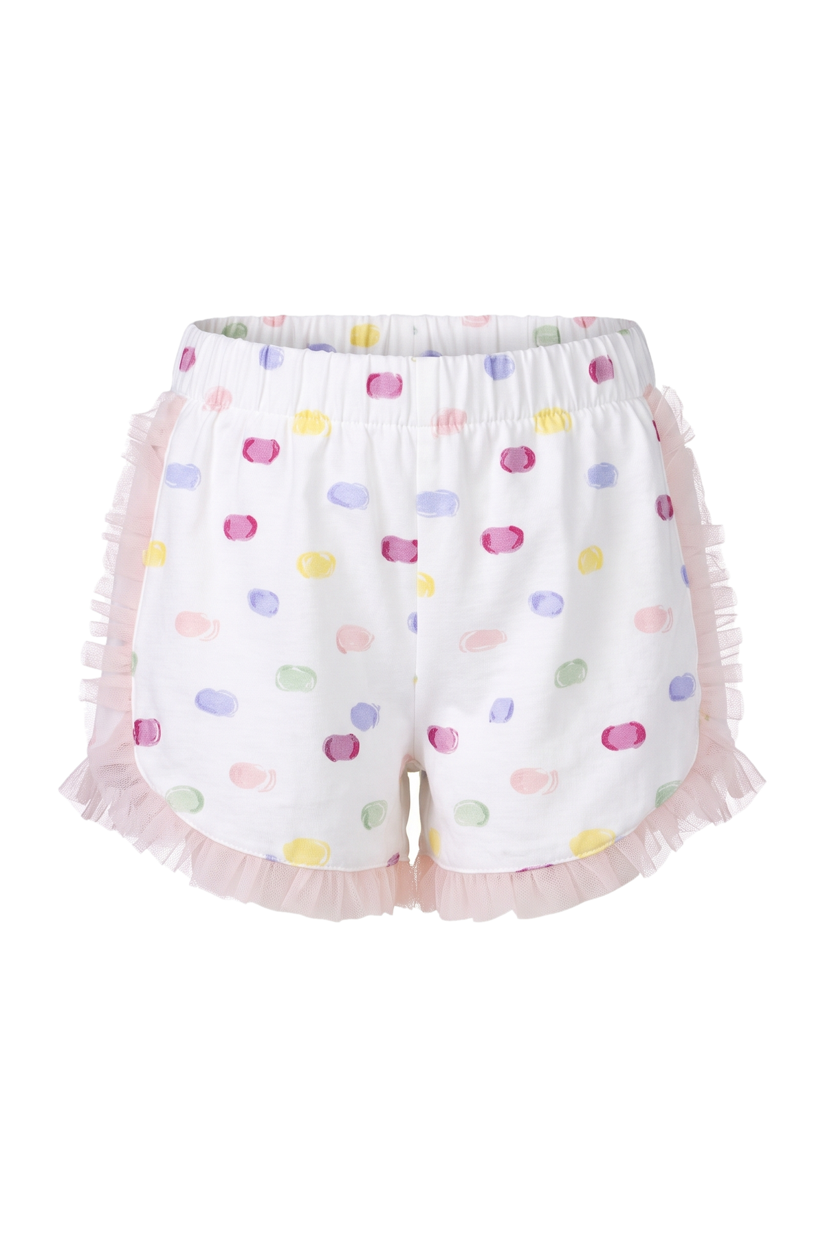 White dotted shorts with pink tulle - product view
