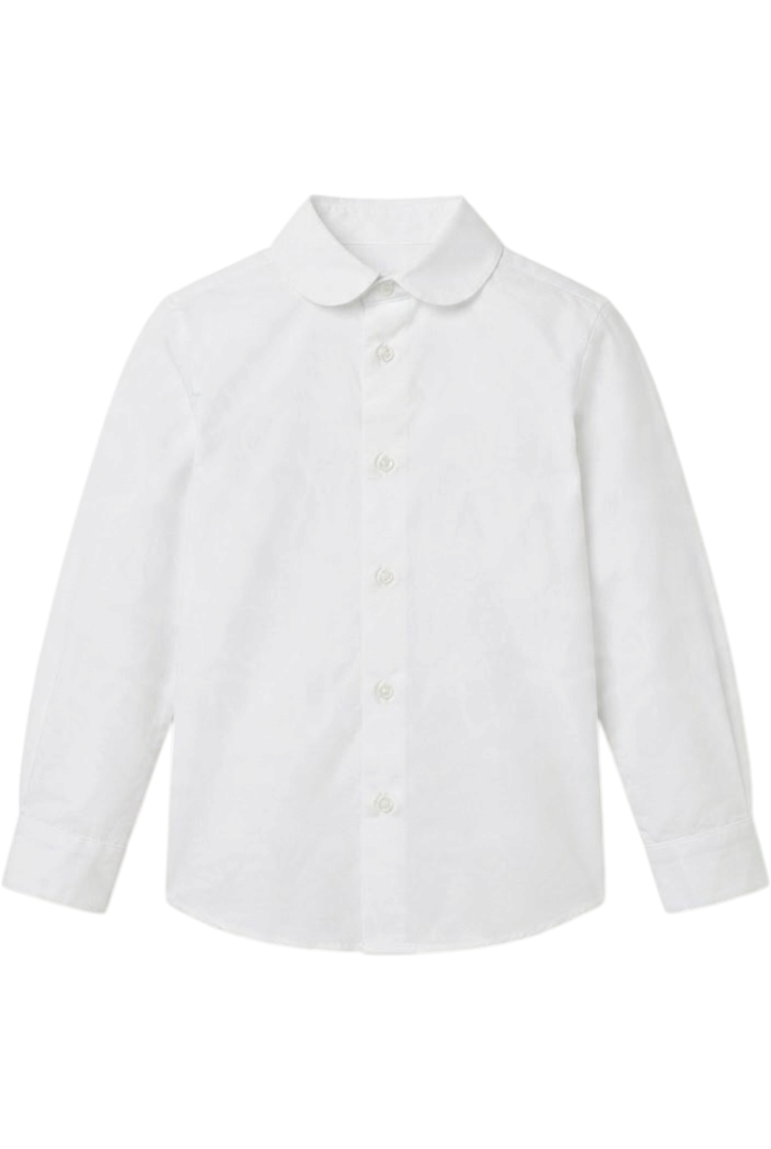White cotton shirt with round collar - product view