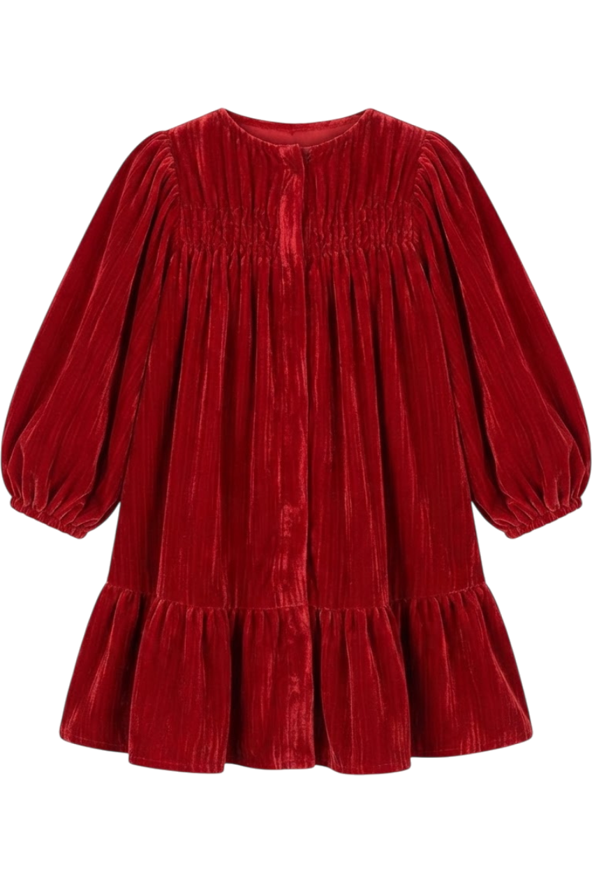 Red velvet dress (collar not included) - product view