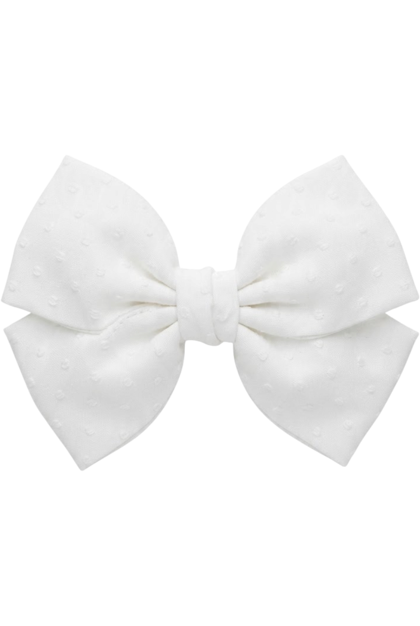White dotted hairbow - product view