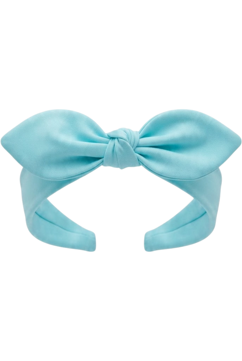 Mint blue ribbon headband - product view