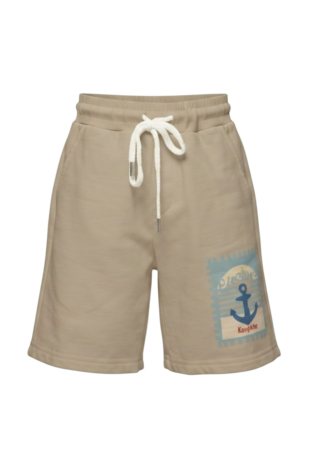 Beige cotton drawstring shorts