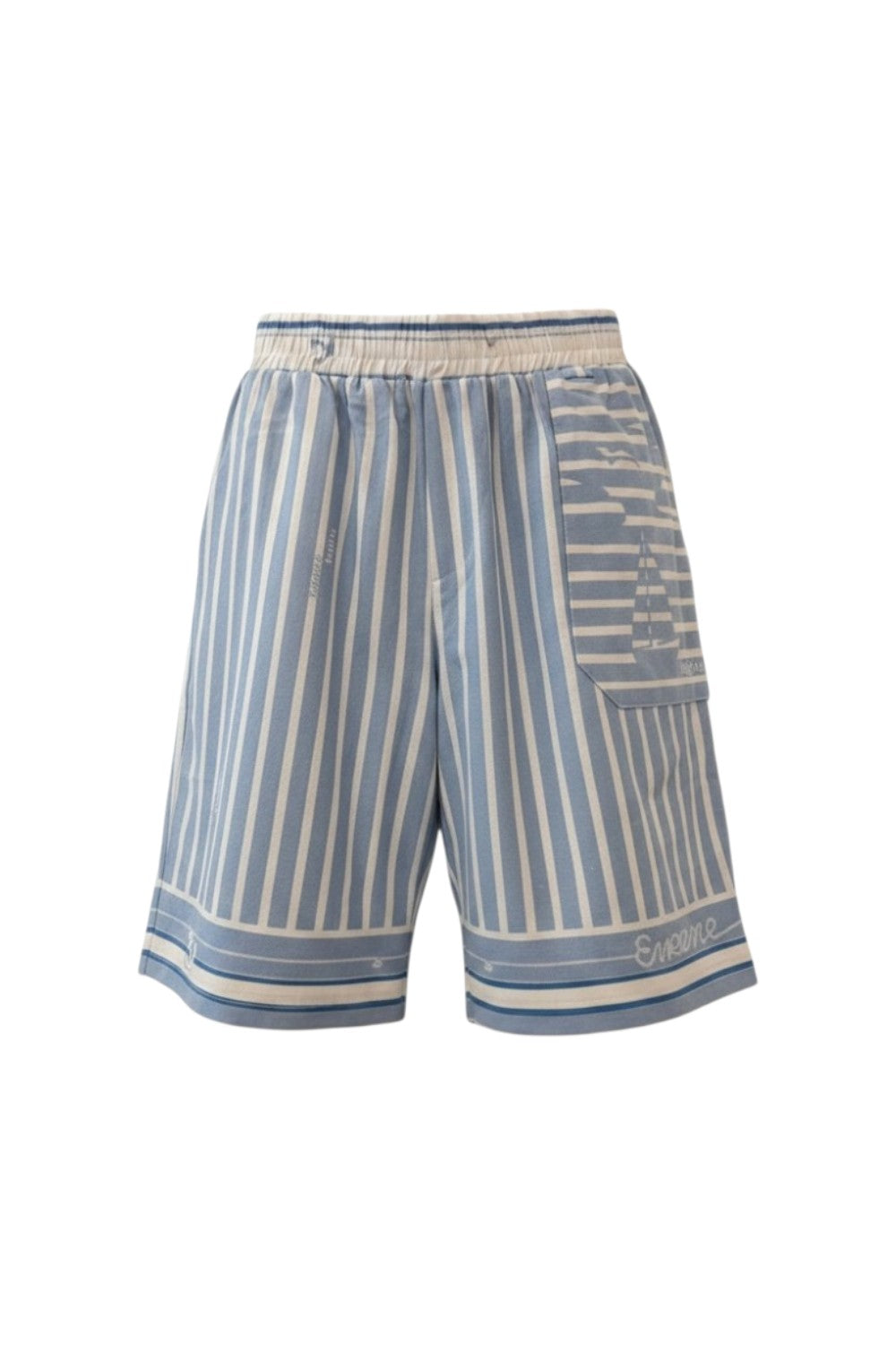 Knee-length linen shorts with a relaxed fit and stripe pattern