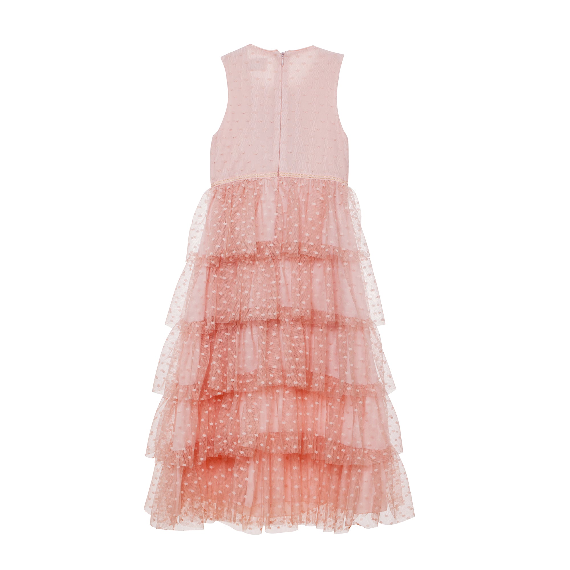 Pink tulle dress with hand-made cactus with flower embroidery
