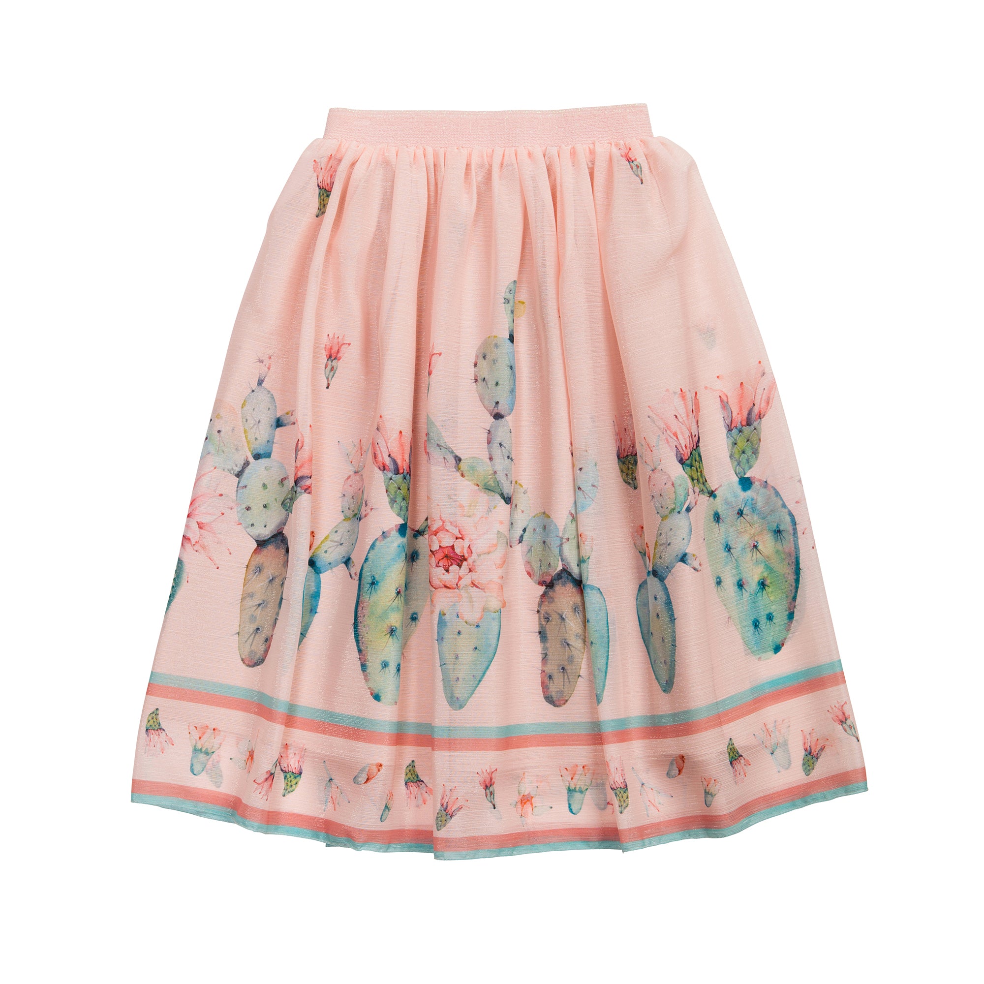 Light pink cactuses and flowers skirt