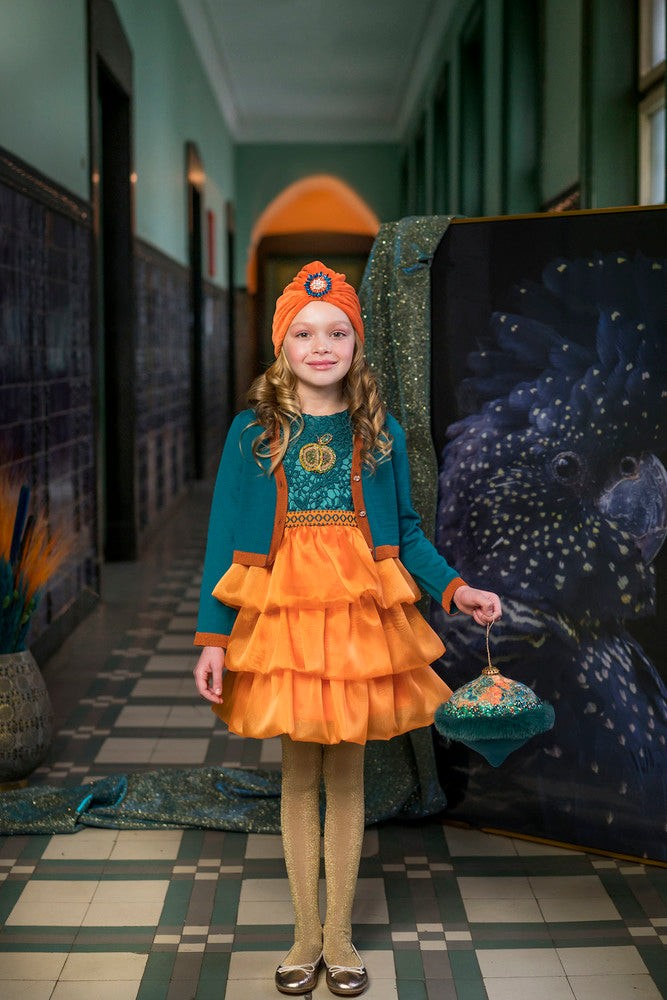 Two-tone knitted cardigan with Swarovski buttons