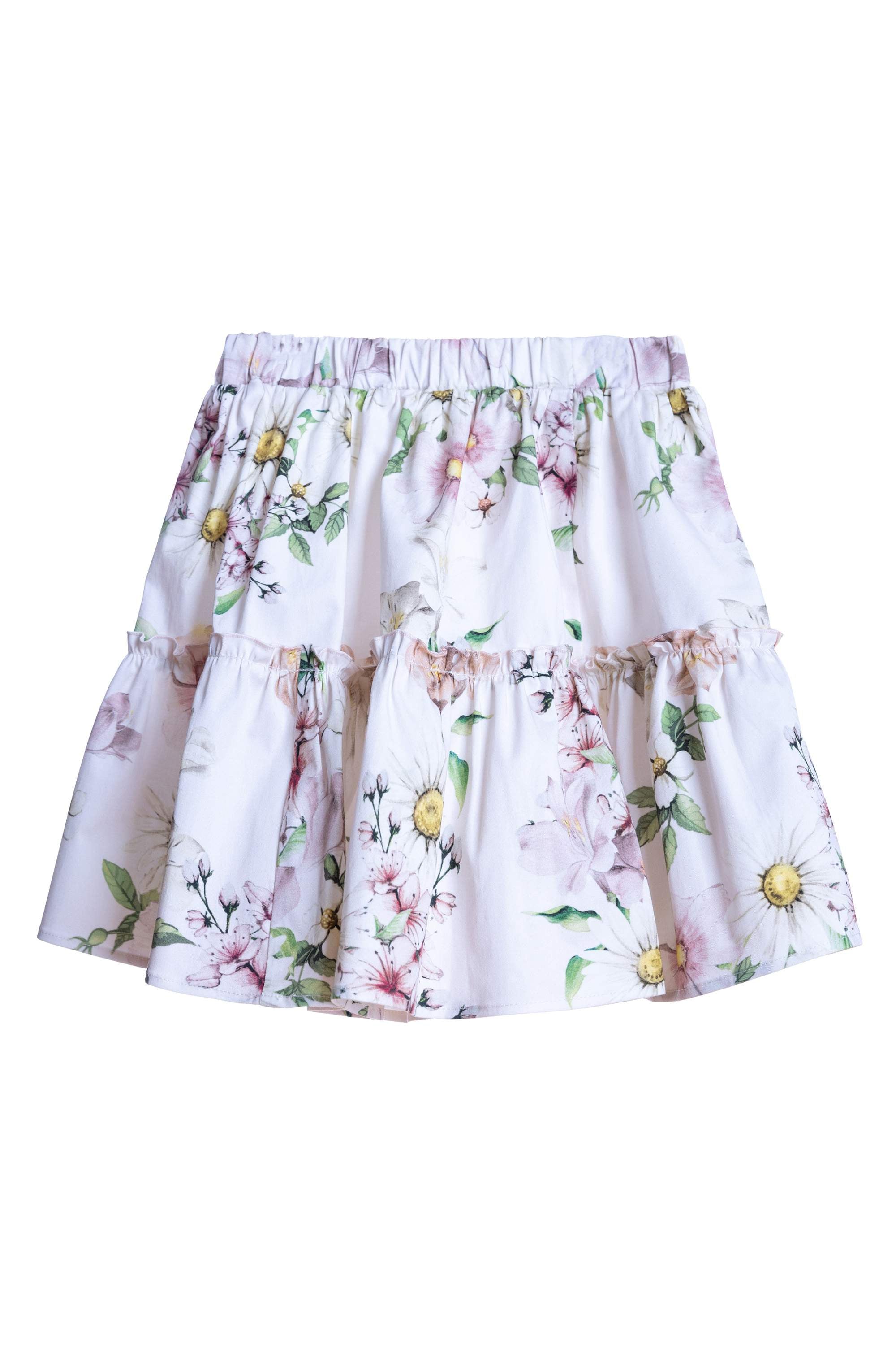 Light pink satin cotton floral skirt