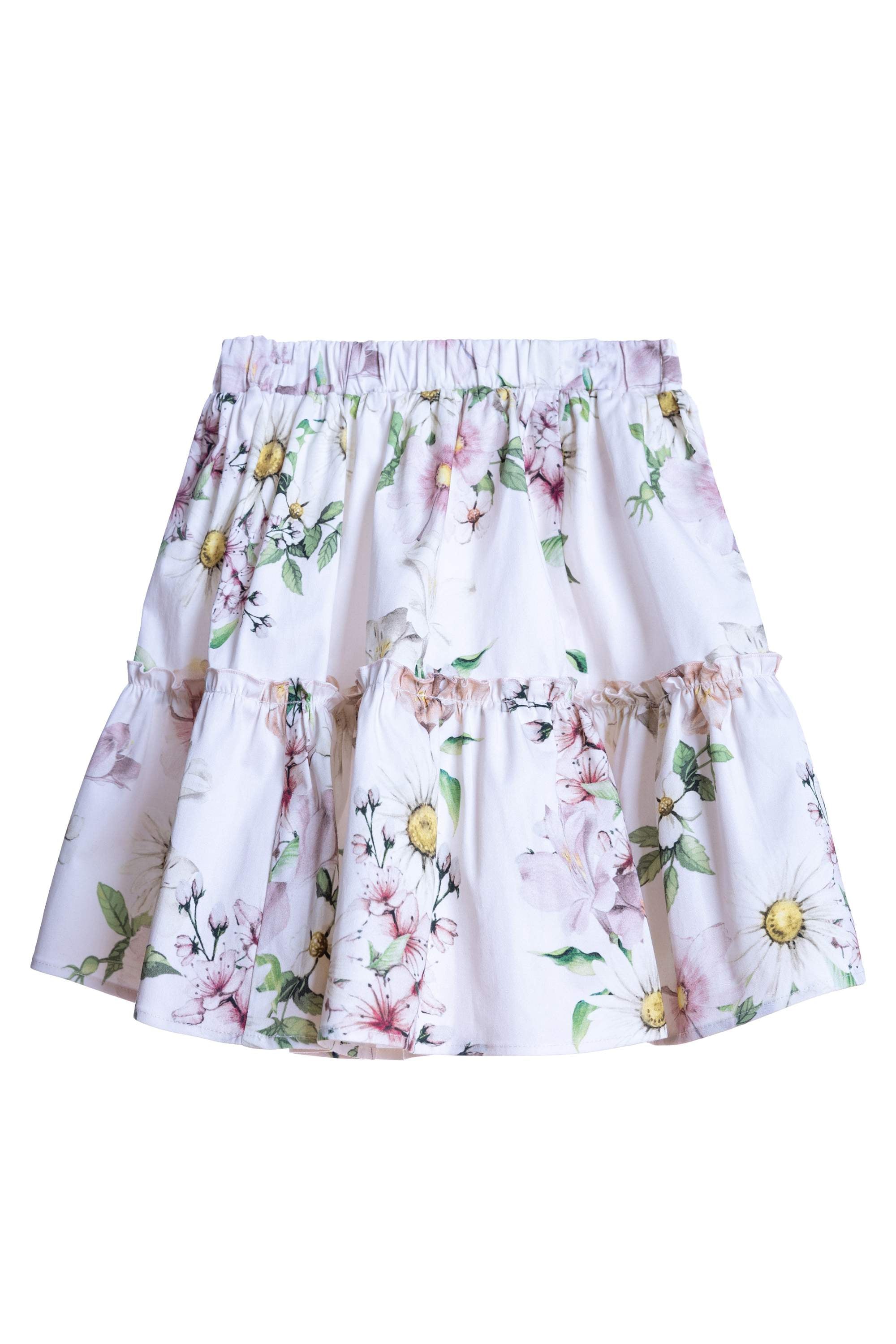 Light pink satin cotton floral skirt