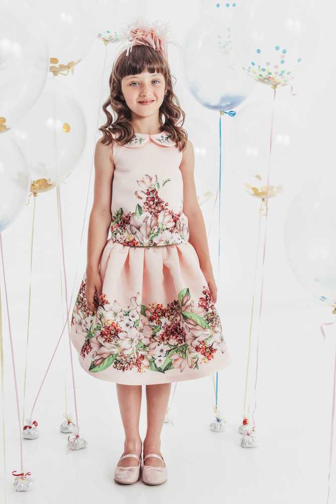 Ecru skirt with magnolia flower print